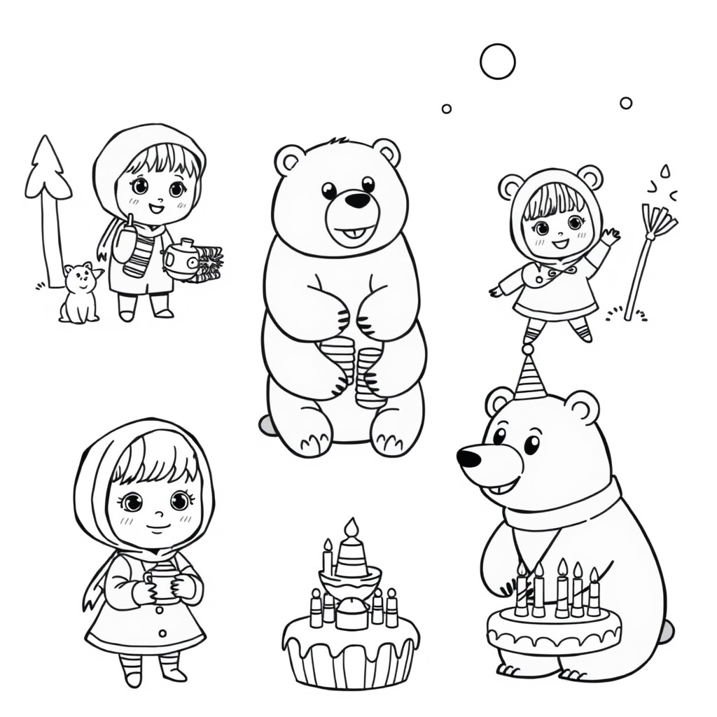 Masza i Niedźwiedź: Kolorowanka Przygodowa