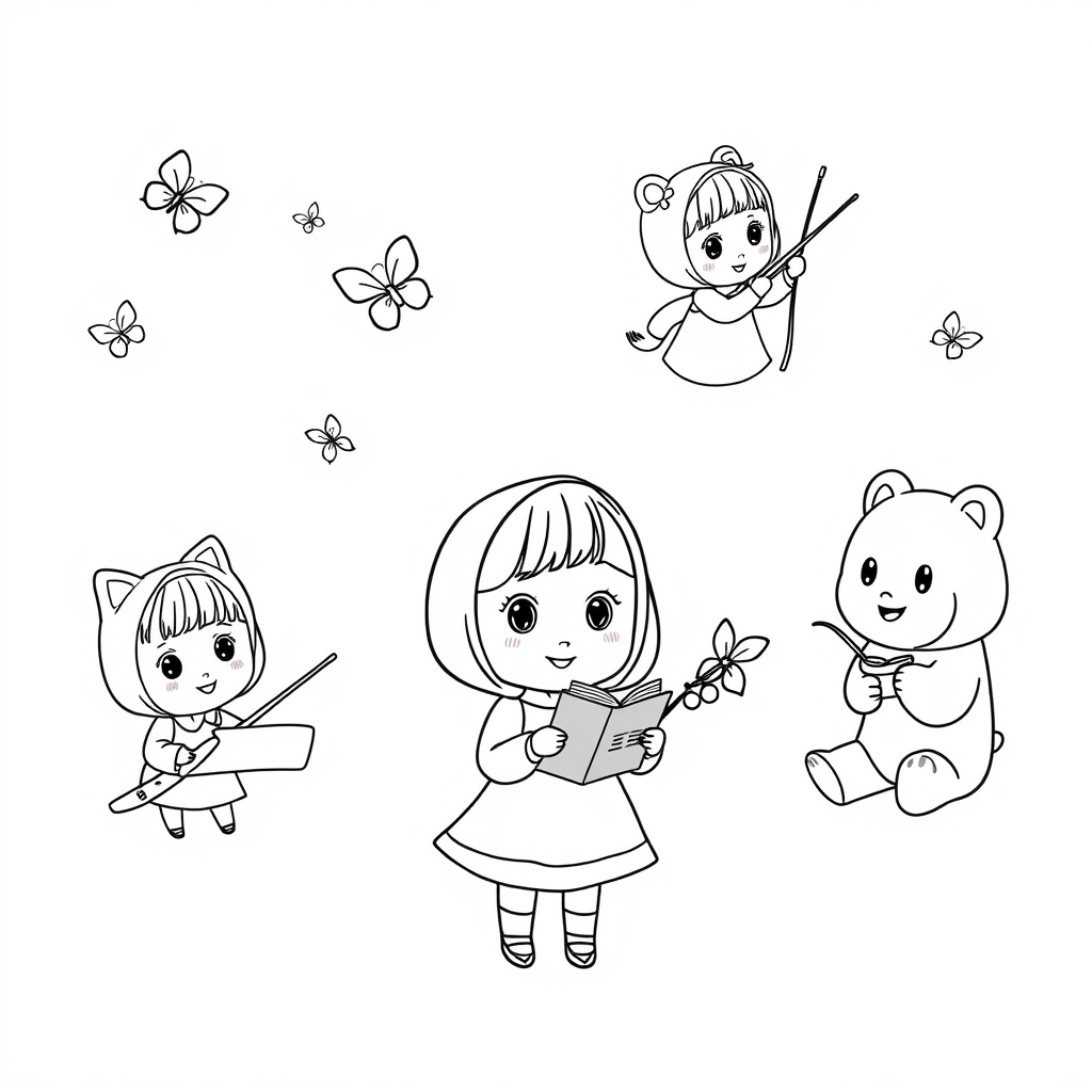 Libro para colorear Masha y el oso