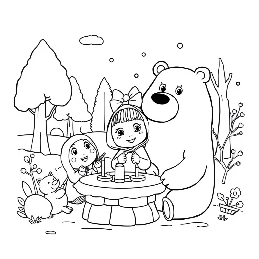 Masha y el Oso: Libro de Colorear de Aventuras