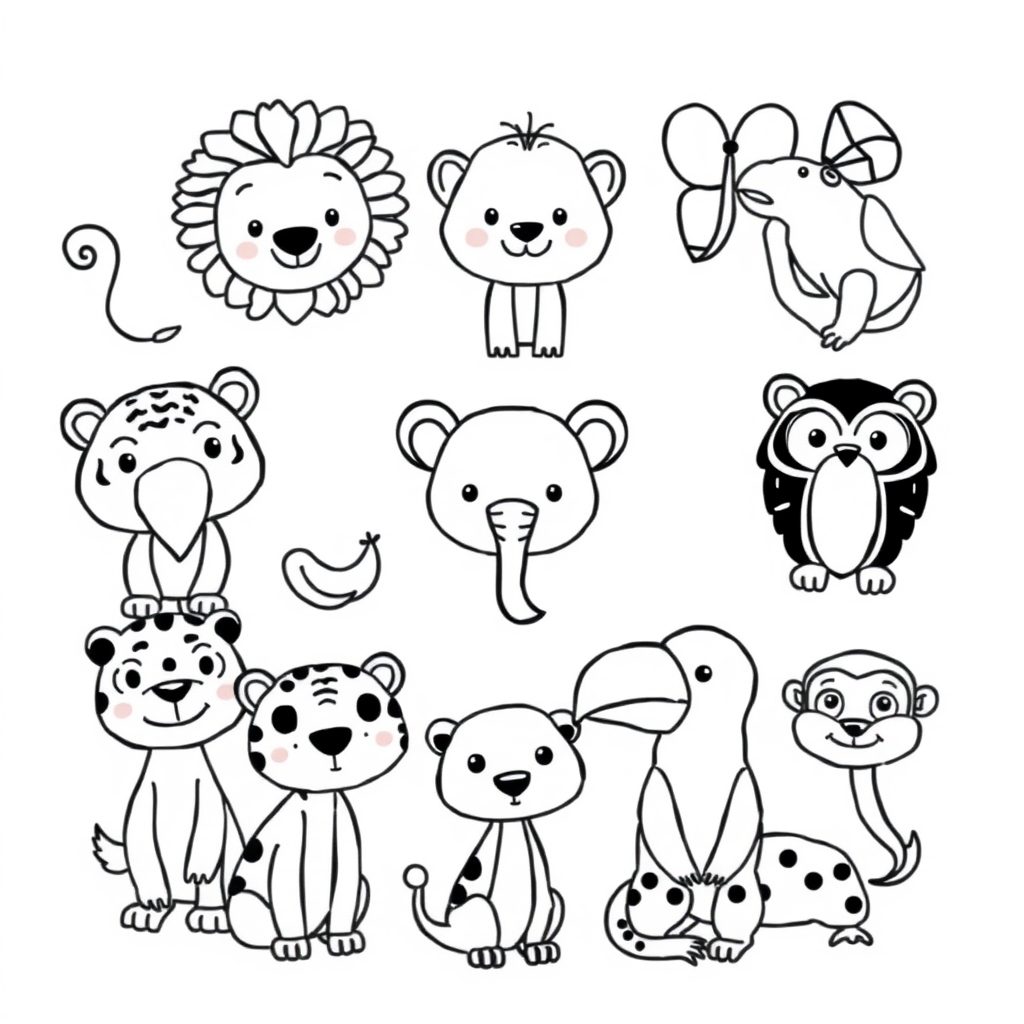 Página para Colorear de Animales de la Jungla