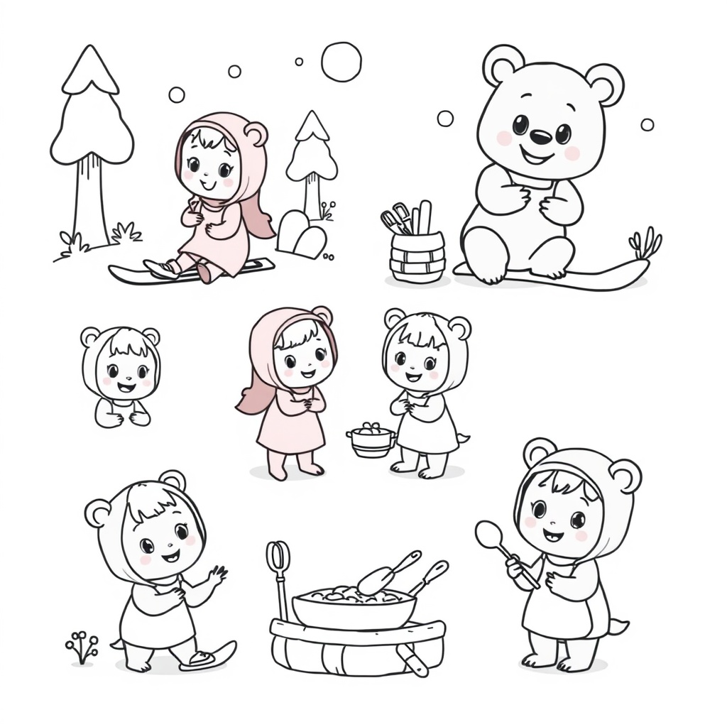 Masha y el Oso: Aventuras para Colorear